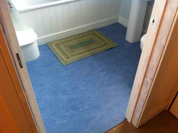 Blue bathroom floor