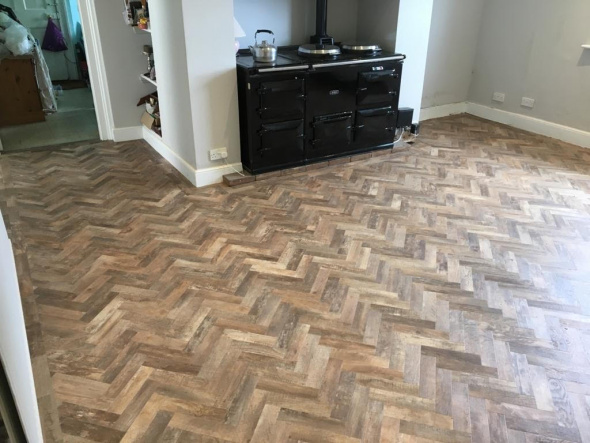 Parquet floor to kitchen